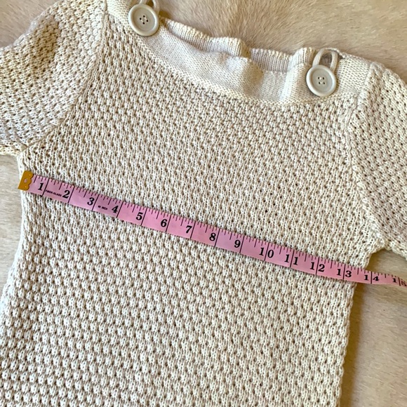 Loose Knit Cream Color Mini Sweater Dress with Bell Sleeves - Picture 6 of 7